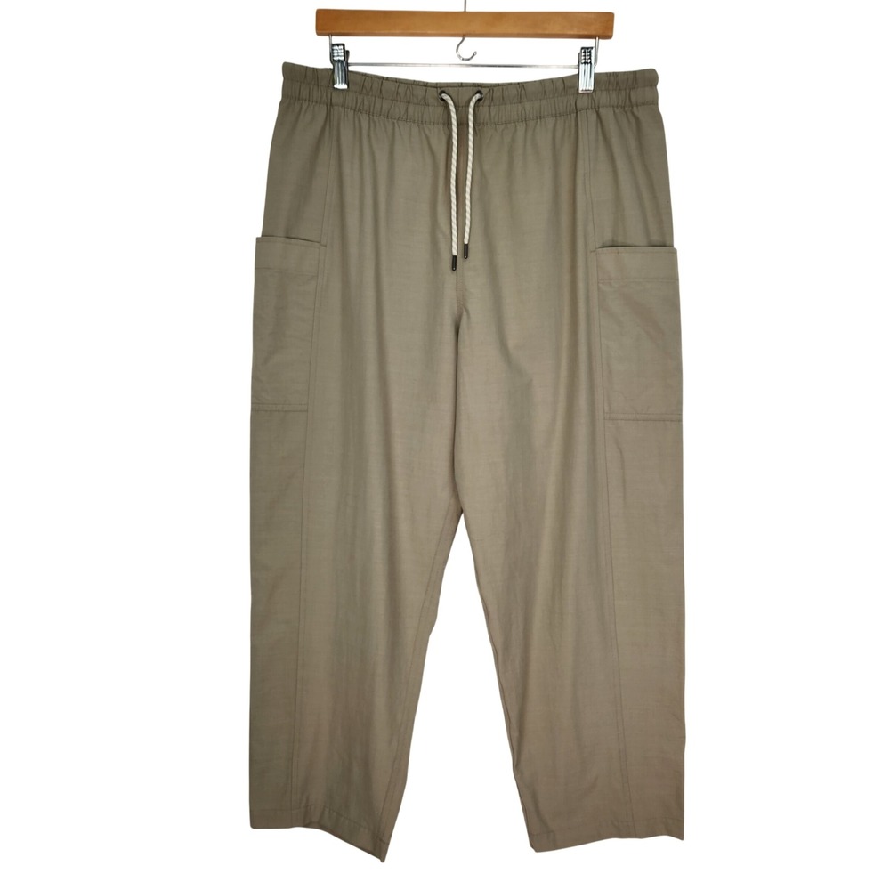 Vuori Ripstop Pull On Pants Womens XL Khaki Tan Elastic Waistβ Cargo Crop VW4008